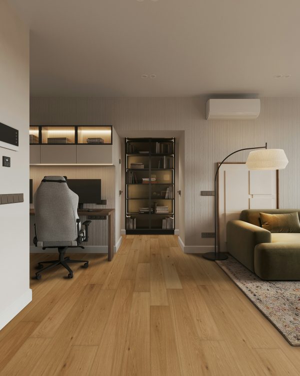 Melides instalado – ambiente com pavimento de madeira multicamada